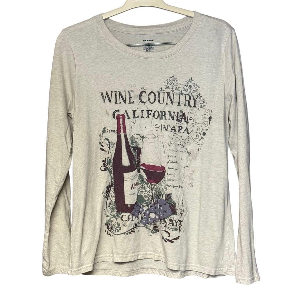 Unbranded long sleeve tee crew Napa California wine country gray women’s large